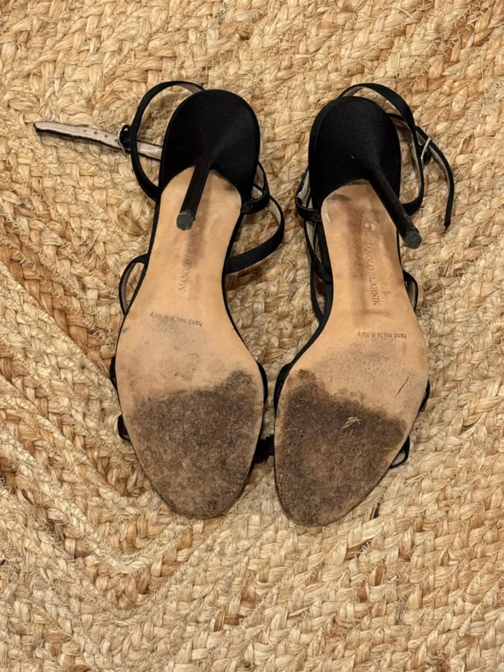 Manolo Blahnik Black Strappy Lace-Up Heels - Picture 4 of 4